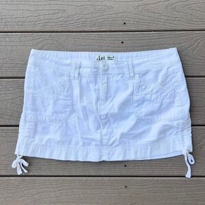 Vintage Y2K L.e.i. White Corduroy Cargo Mini Skirt Low Rise Size 11 Boho Preppy